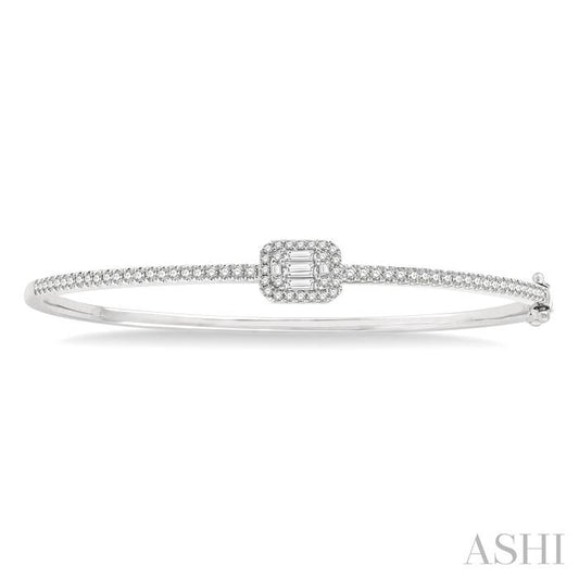 ASHI Emerald Shape Halo Fusion Diamond Fashion Bangle 798C1PPFGWG