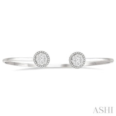 ASHI Stackable Round Shape Halo Lovebright Essential Diamond Open Cuff Bangle 7991HPPFGWG
