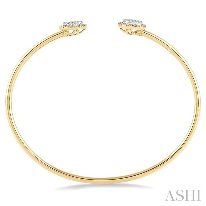 ASHI Stackable Round Shape Halo Lovebright Essential Diamond Open Cuff Bangle 7991HPPFGYW