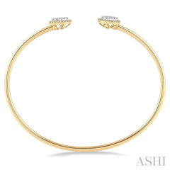 ASHI Stackable Round Shape Halo Lovebright Essential Diamond Open Cuff Bangle 7991HPPFGYW