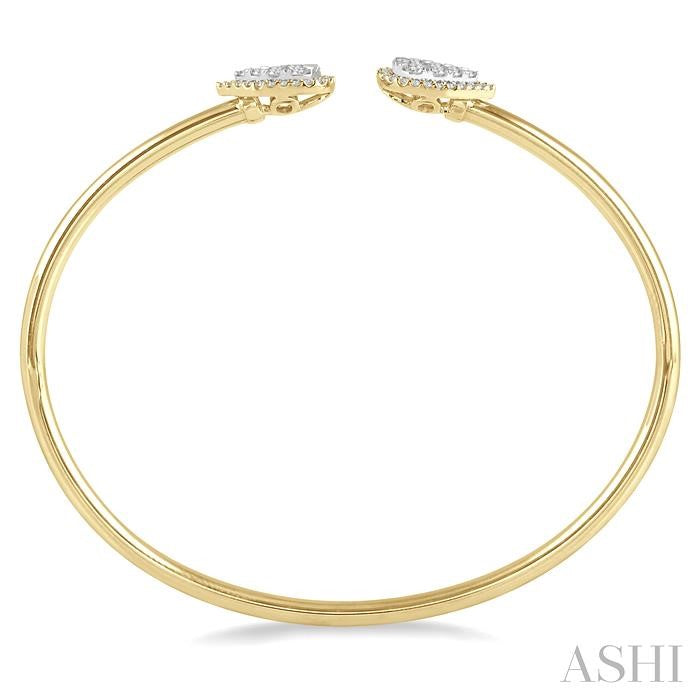 ASHI Stackable Pear Shape Halo Lovebright Essential Diamond Open Cuff Bangle 7993HPPFGYW
