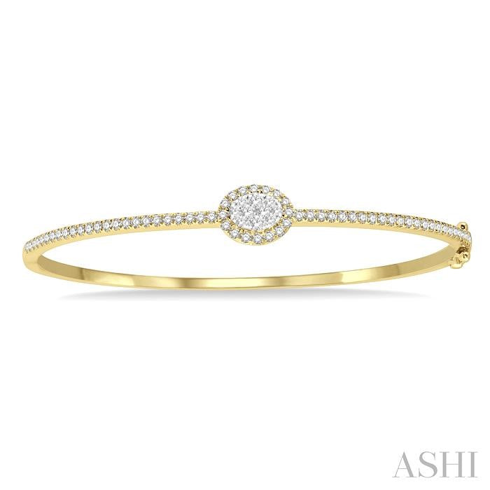 ASHI Stackable Oval Shape Halo Lovebright Essential Diamond Bangle 799B1PPFGYW-OV