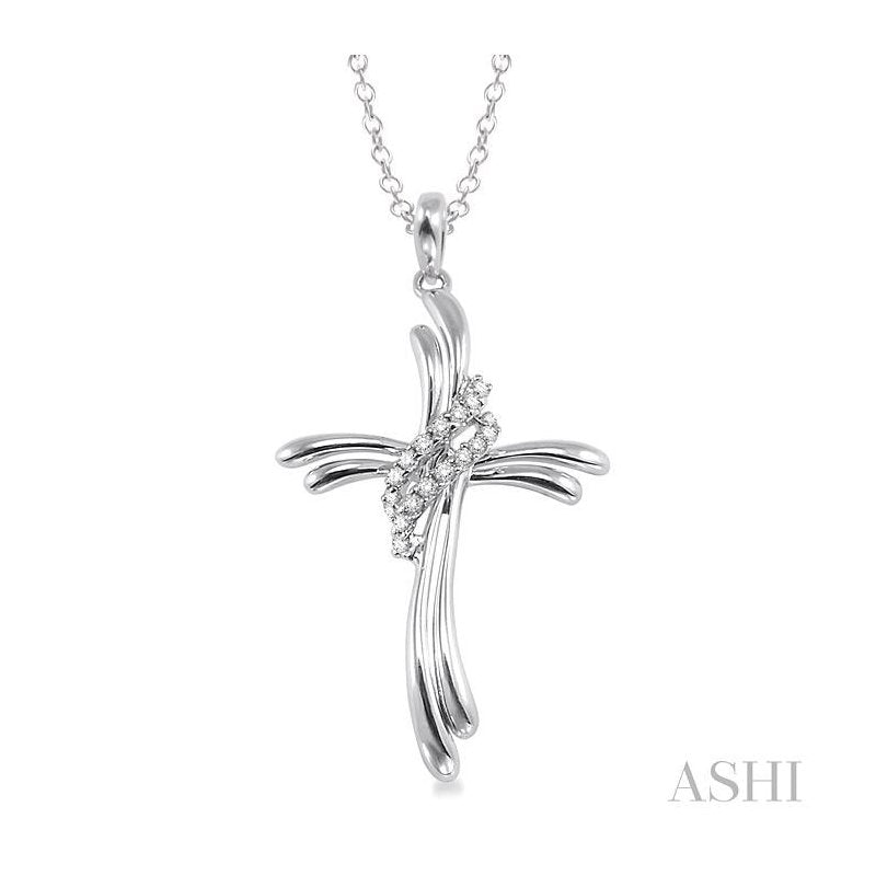 ASHI Silver Cross Diamond Pendant 86409PPSSSLPD