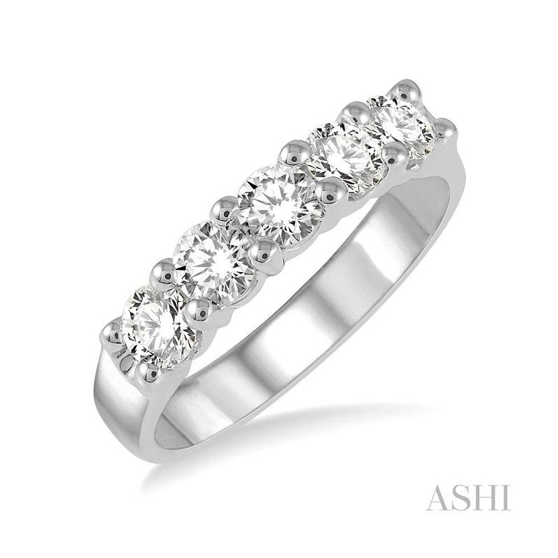 ASHI Round Shape 5 Stone Diamond Wedding Band 33341PPFGWG