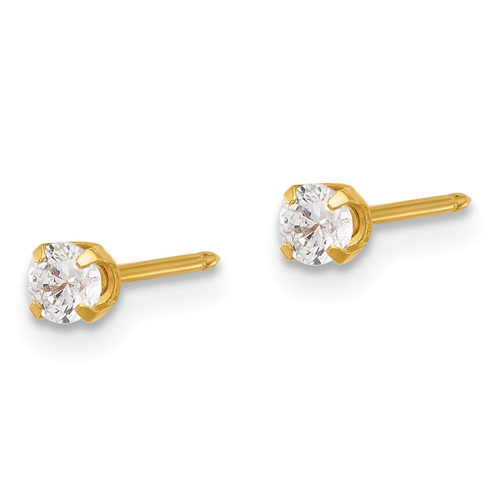 7E-SP Inverness 14K Polished 3mm CZ Short Post Earrings