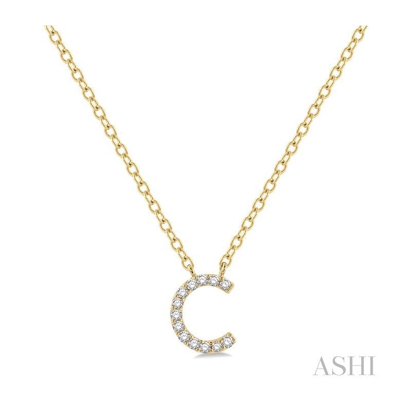 ASHI Block 'C' Initial Diamond Pendant 912F9PPFSPDYG-C
