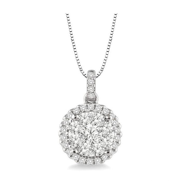 Parkplace Jewelers Round Shape Halo Lovebright Essential Diamond Pendant 94913PPFVPDWG
