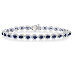 Parkplace Jewelers Oval Shape Gemstone & Halo Diamond Bracelet 76261PPFSSPWG