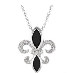 Parkplace Jewelers Silver Fleur De Lis Gemstone & Diamond Pendant 88599PPSSOXSLPD