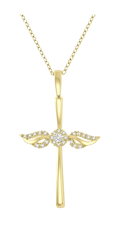 Parkplace Jewelers Angel Wings Cross Petite Diamond Pendant 952B8PPTSPDYG