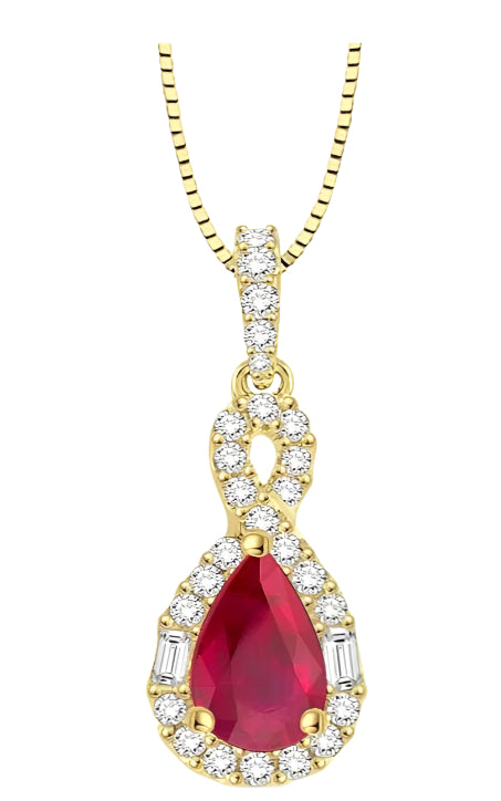 Parkplace Jewelers Pear Shape Gemstone & Halo Diamond Pendant 58535PPFHPDRBYG