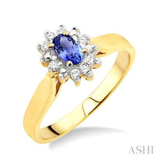 ASHI Oval Shape Gemstone & Halo Diamond Ring 40048PPTXTZ