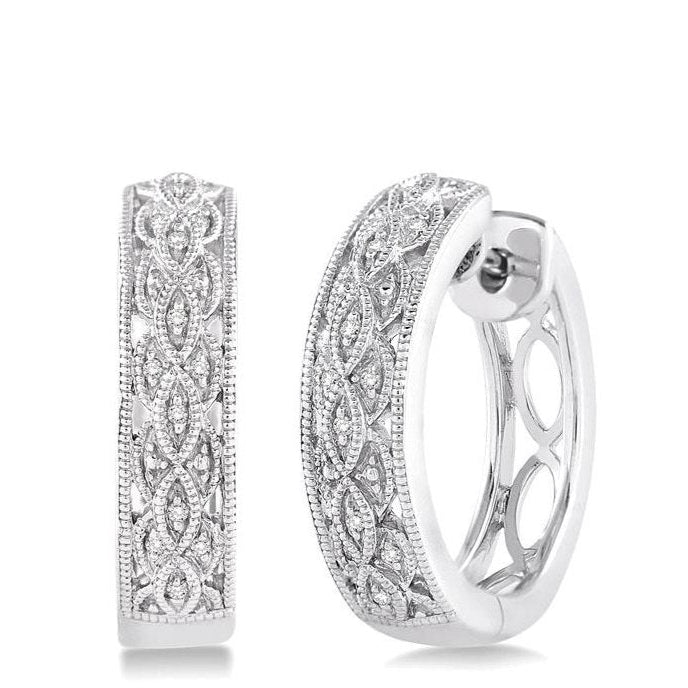 Parkplace Jewelers Silver Diamond Hoop Earrings 87708PPSSSLER