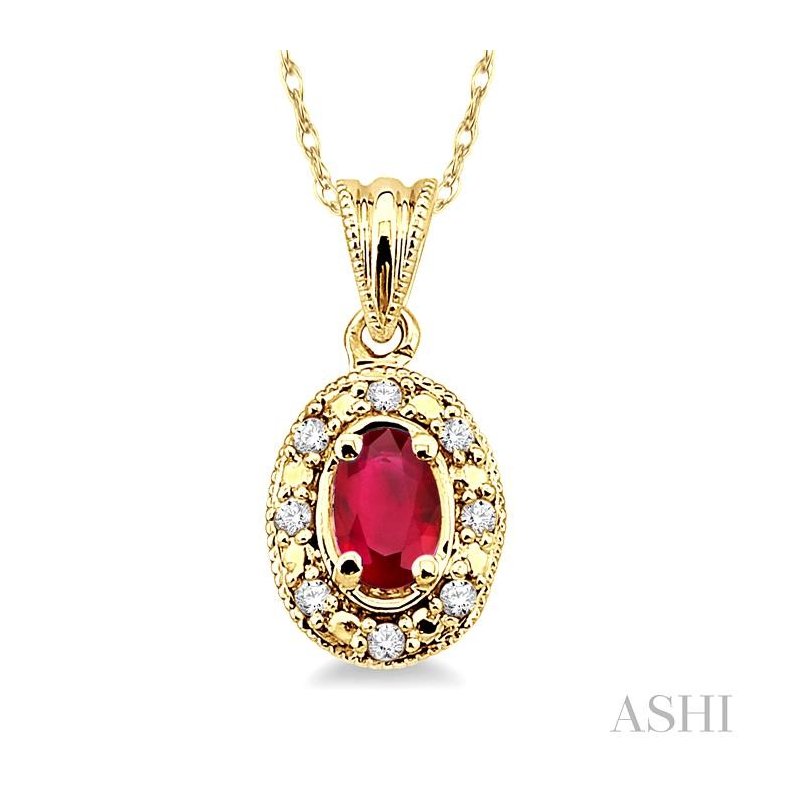 ASHI Oval Shape Gemstone & Diamond Pendant 58199PPFSPDRBYG