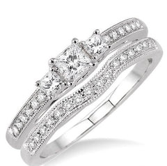 Parkplace Jewelers Princess Shape Past Present & Future Diamond Wedding Set 23503PPFCWG-WS
