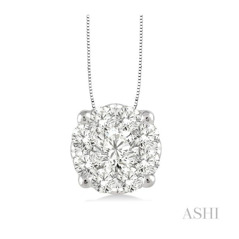 ASHI Round Shape Lovebright Essential Diamond Solitaire Pendant 91753PPFGPDWG