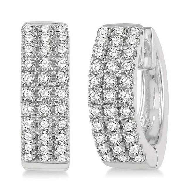 Parkplace Jewelers Three Row Petite Diamond Huggie Fashion Earrings 624C3PPFGERWG