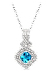 Parkplace Jewelers Silver Cushion Shape Gemstone & Diamond Pendant 88629PPSSBTSLPD