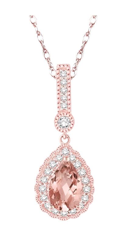 Parkplace Jewelers Pear Shape Gemstone & Halo Diamond Pendant 61187PPFHPDMOPG
