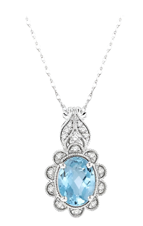 Parkplace Jewelers Oval Shape Gemstone & Diamond Pendant 57398PPTSPDAQWG
