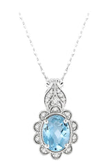 Parkplace Jewelers Oval Shape Gemstone & Diamond Pendant 57398PPTSPDAQWG