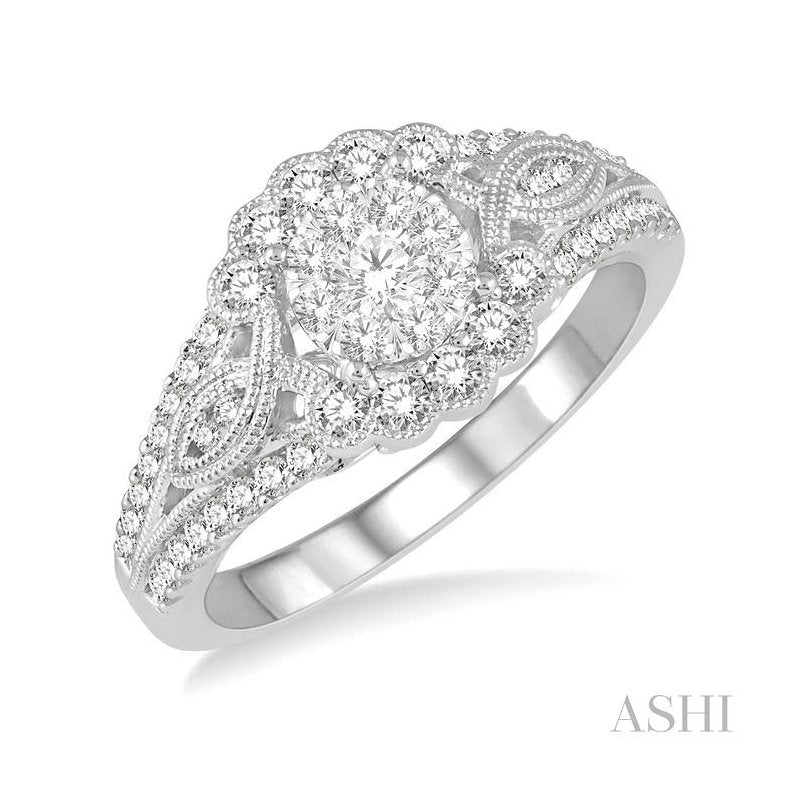 ASHI Round Shape Lovebright Diamond Engagement Ring 142A2PPFVWG
