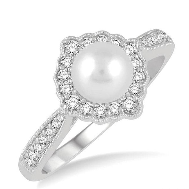Parkplace Jewelers Pearl & Halo Diamond Ring 555A6PPTGWPWG