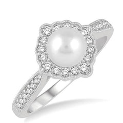 Parkplace Jewelers Pearl & Halo Diamond Ring 555A6PPTGWPWG