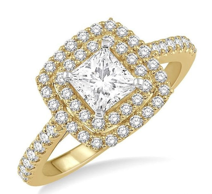 Parkplace Jewelers Princess Shape Halo Diamond Engagement Ring 243H3PPFHYW-LE