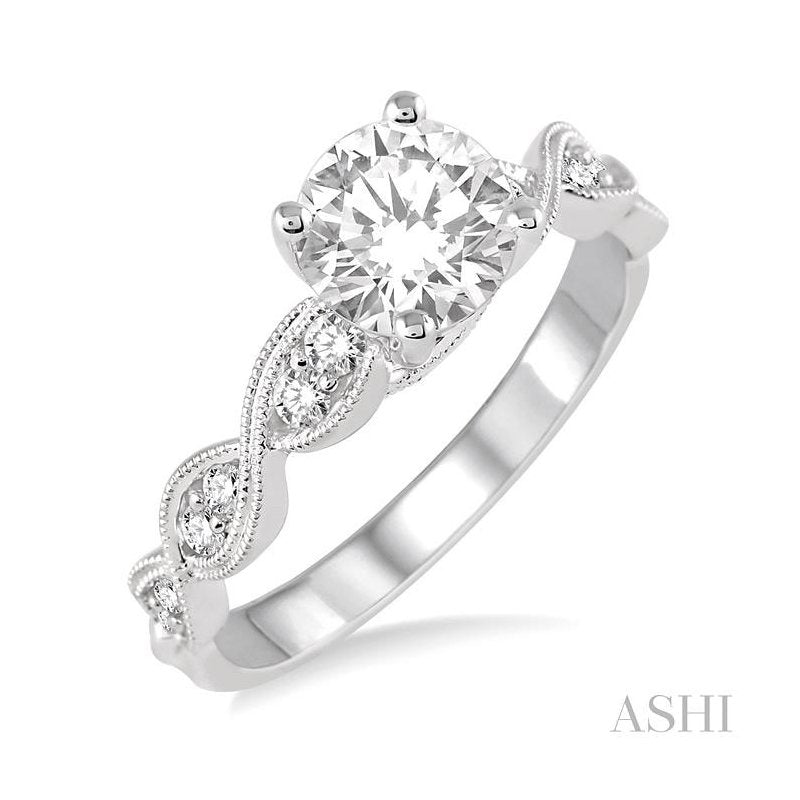 ASHI Round Shape Semi-Mount Diamond Engagement Ring 28206PPFVWG-SM