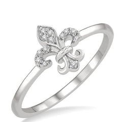 Parkplace Jewelers Stackable Fleur De Lis Petite Diamond Fashion Ring 386E9PPTSWG