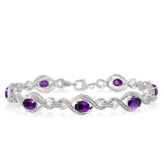 Parkplace Jewelers Silver Oval Shape Gemstone & Diamond Bracelet 85208PPSSAMSLTB