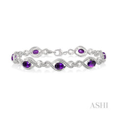 ASHI Silver Oval Shape Gemstone & Diamond Bracelet 85208PPSSAMSLTB
