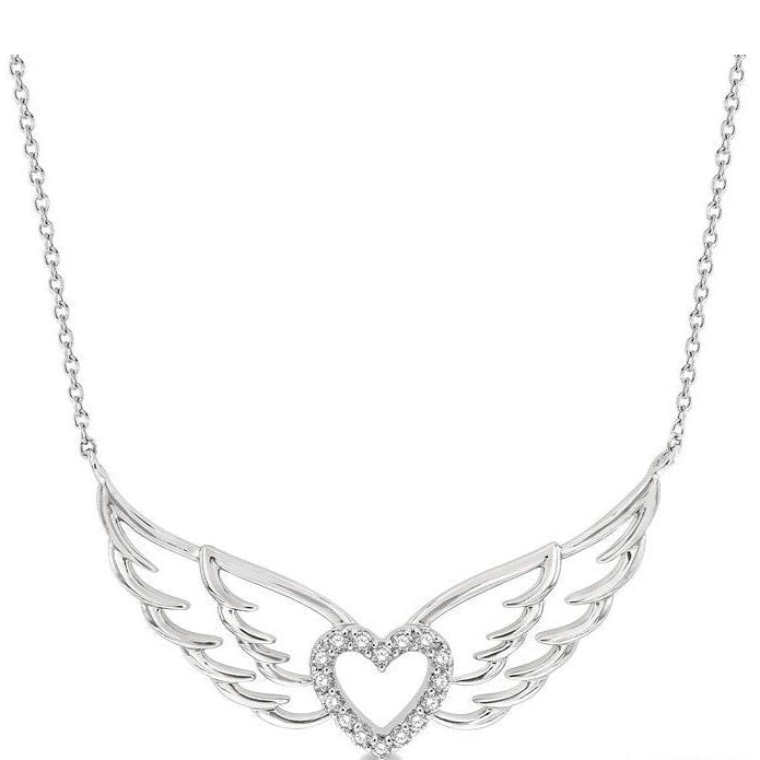 Parkplace Jewelers Angel Wings Heart Shape Diamond Necklace 996F0PPTSNKWG