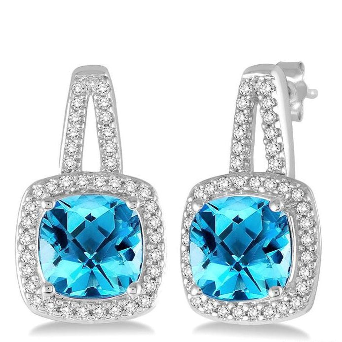 Parkplace Jewelers Cushion Shape Gemstone & Halo Diamond Earrings 61146PPTSERBTWG