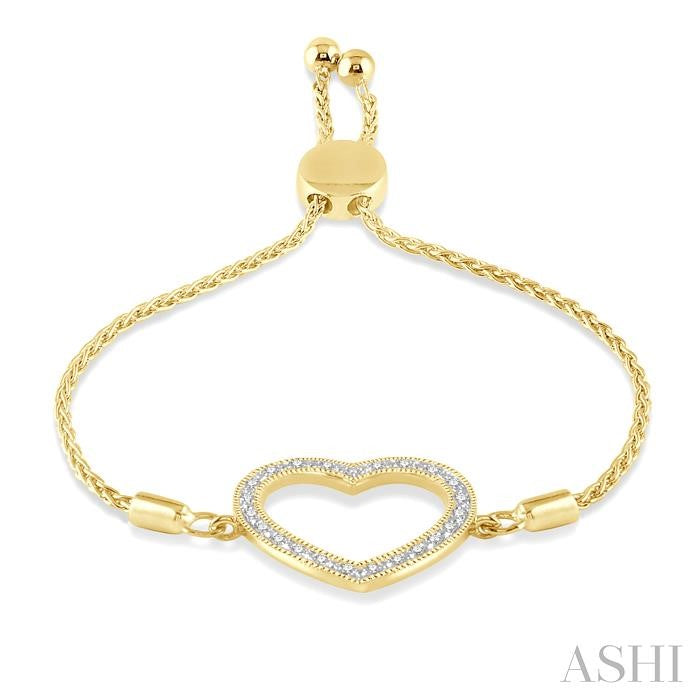 ASHI Gold Vermeil Heart Shape Diamond Lariat Bracelet 81019PPSSSLTB-GV