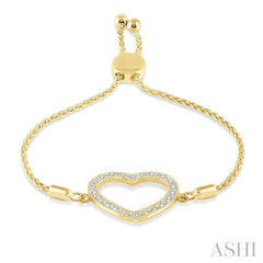 ASHI Gold Vermeil Heart Shape Diamond Lariat Bracelet 81019PPSSSLTB-GV