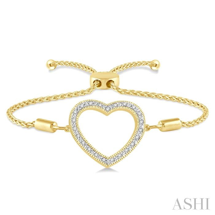 ASHI Gold Vermeil Heart Shape Diamond Lariat Bracelet 81019PPSSSLTB-GV
