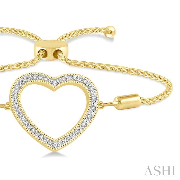 ASHI Gold Vermeil Heart Shape Diamond Lariat Bracelet 81019PPSSSLTB-GV