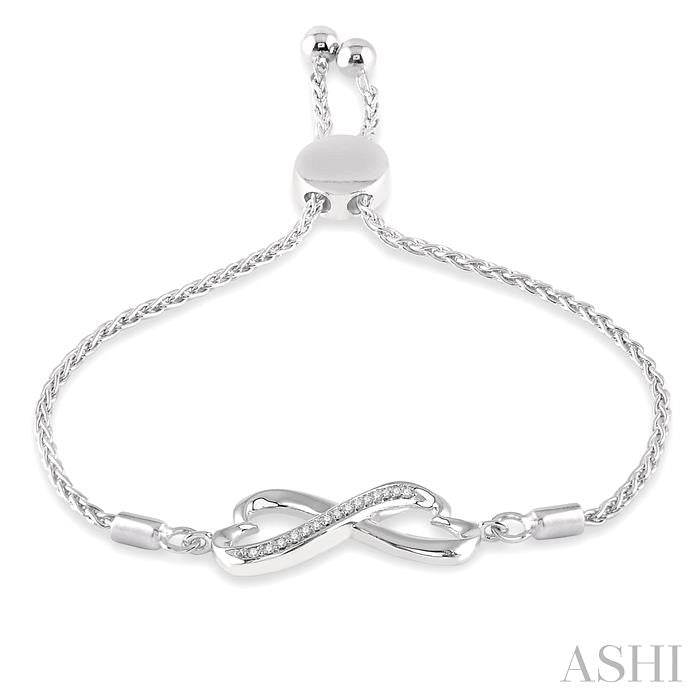 ASHI Silver Infinity Heart Shape Diamond Lariat Bracelet 81039PPSSSLTB