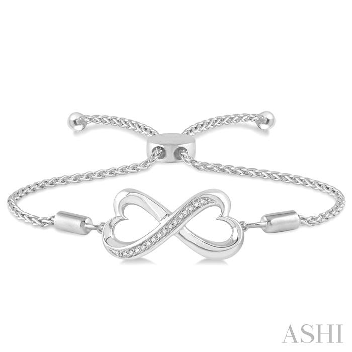 ASHI Silver Infinity Heart Shape Diamond Lariat Bracelet 81039PPSSSLTB