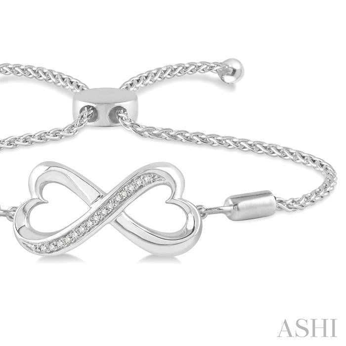 ASHI Silver Infinity Heart Shape Diamond Lariat Bracelet 81039PPSSSLTB