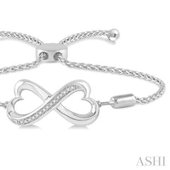 ASHI Silver Infinity Heart Shape Diamond Lariat Bracelet 81039PPSSSLTB