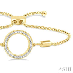 ASHI Gold Vermeil Circle Diamond Lariat Bracelet 81099PPSSSLTB-GV