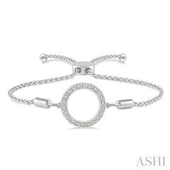 ASHI Silver Circle Diamond Lariat Bracelet 81099PPSSSLTB