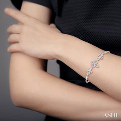ASHI Silver Fleur De Lis Diamond Lariat Bracelet 81159PPSSSLTB