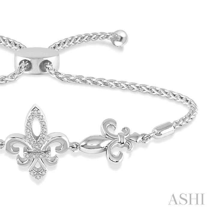ASHI Silver Fleur De Lis Diamond Lariat Bracelet 81159PPSSSLTB