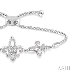 ASHI Silver Fleur De Lis Diamond Lariat Bracelet 81159PPSSSLTB