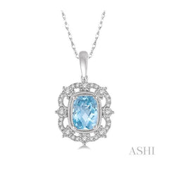 ASHI Cushion Shape Gemstone & Diamond Pendant 61427PPTSPDAQWG