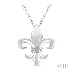 ASHI Silver Fleur De Lis Diamond Pendant 84029PPSSSLPD